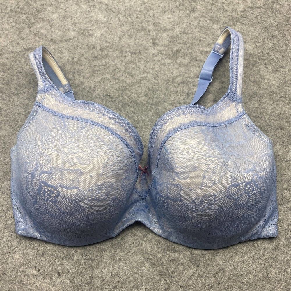 Cacique Womens Bra 42DD Blue Modern Lace Covered Nylon Blend